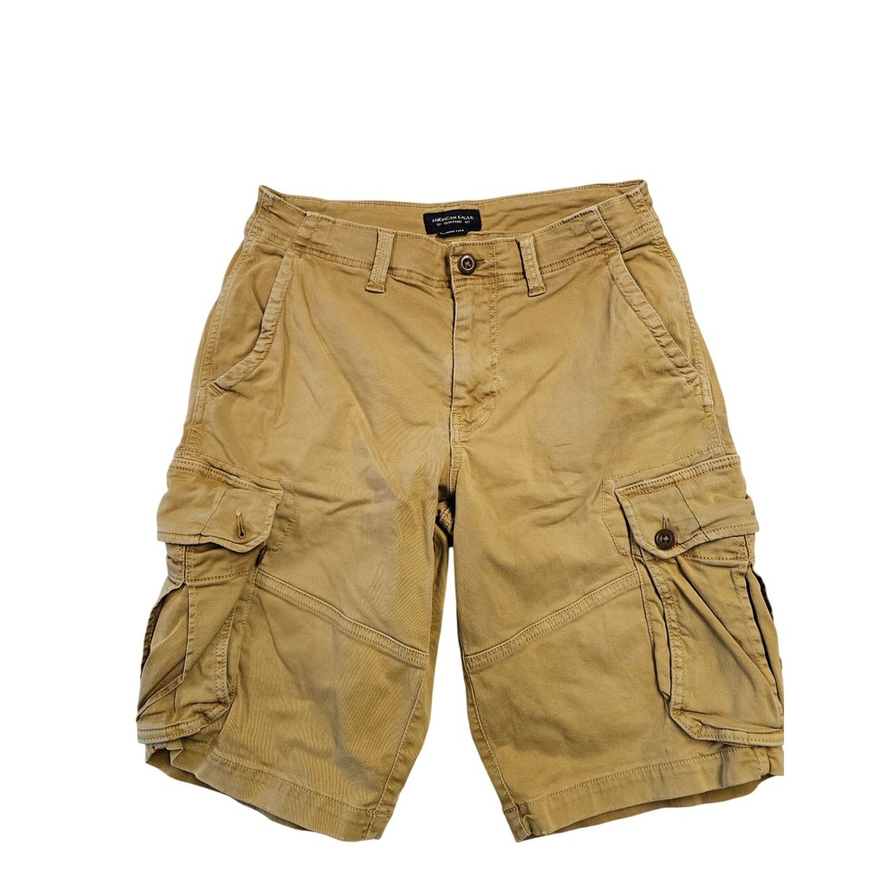 American Eagle Extreme Flex Cargo Shorts Mens 31 Tan Khaki Longer Length 5291